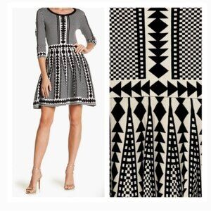 Black and White Geometric Pattern Dress